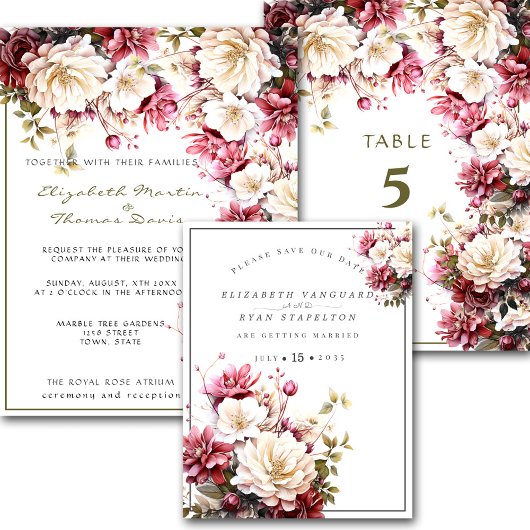 Invitation Mariage Fleurs de printemps élégantes blanches et