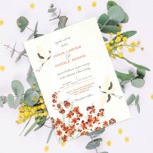 Invitation Mariage Fleurs de printemps Oiseaux qui murmurent