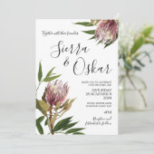 Invitation Mariage Fleurs de Protea Bohème Florale (Debout devant)