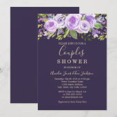 Invitation Mariage Fleurs de Rose Lavande pour Couples (Devant / Derrière)