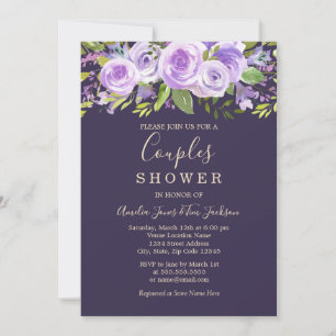 Invitation Mariage Fleurs de Rose Lavande pour Couples