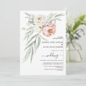 Invitation Mariage Fleurs de Rose Poussiéreuse Blanche Aquare (Debout devant)