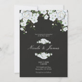 Invitation Mariage Fleurs de Roses Blanches et Gris Charbon (Devant)