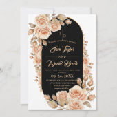 Invitation Mariage Fleurs de Rosier Or Boho (Devant)