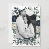 Invitation Mariage Fleurs de Saisons Modernes Bleu Foncé et B (Dos)