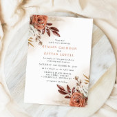 Invitation Mariage Fleurs De Terracotta Rustique Et Herbe De