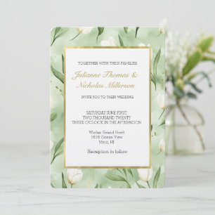 Invitation Mariage Fleurs de Tulipe Blanches Vertes Jolis