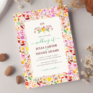 Invitation Mariage Fleurs de Tulipe d'Été Aquarelles Vibrante