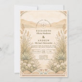 Invitation Mariage Fleurs Désertiques Douces Neutres (Devant)