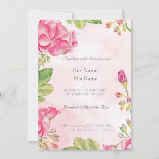 Invitation Mariage Fleurs d'été (Devant)