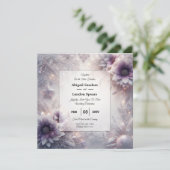Invitation Mariage Fleurs d'Hiver Améthyste Douce et Argent (Debout devant)