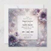 Invitation Mariage Fleurs d'Hiver Améthyste Douce et Argent (Devant)