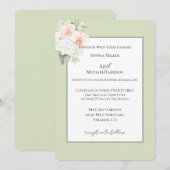 Invitation Mariage Fleurs d'Orchidée Rose Pêche Vert Avocat (Devant / Derrière)