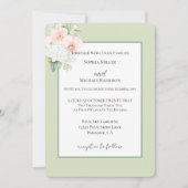 Invitation Mariage Fleurs d'Orchidée Rose Pêche Vert Avocat (Devant)