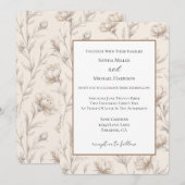 Invitation Mariage Fleurs Esquissées Crème (Devant / Derrière)