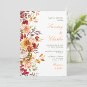 Invitation Mariage Fleurs et Feuillage d'Automne (Debout devant)