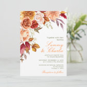 Invitation Mariage Fleurs et Feuillage d'Automne (Debout devant)