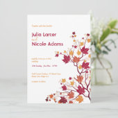 Invitation Mariage Fleurs Feuilles Bourgeons Séchés de l'auto (Debout devant)