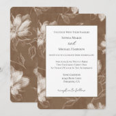 Invitation Mariage Fleurs Marron Crème (Devant / Derrière)