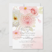 Invitation MARIAGE | Fleurs mélangées d'ivoire rose pâle (Devant)