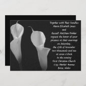 Invitation Mariage Fleurs noires et blanches (Devant / Derrière)