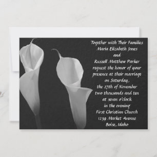 Invitation Mariage Fleurs noires et blanches