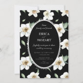 Invitation Mariage fleurs noires et blanches (Devant)