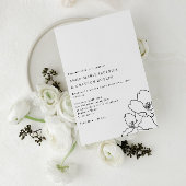 Invitation Mariage Fleurs noires et blanches à trait simple