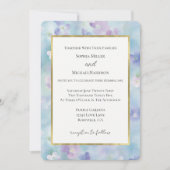 Invitation Mariage Fleurs Or Bleu Lavande Blanc Violet (Devant)