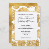 Invitation Mariage Fleurs Or Chic Invite (Devant / Derrière)