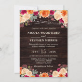 Invitation Mariage Fleurs Orange d'Automne Rustique (Devant)