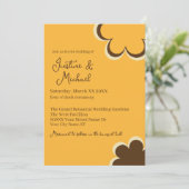 Invitation Mariage Fleurs Orange et Marron Rétro (Debout devant)
