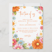 Invitation Mariage Fleurs Orange Rétro Les Deux Nous (Devant)