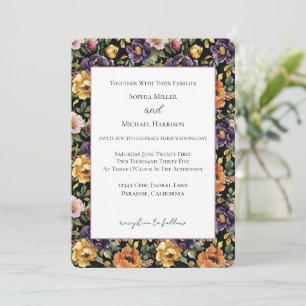 Invitation Mariage Fleurs Orange Rose Jaune Violet