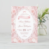 Invitation Mariage fleurs pastel rose (Debout devant)