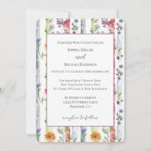 Invitation Mariage Fleurs Rayures Rouge Orange Violet (Devant)