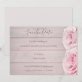 Invitation Mariage Fleurs Réelles Roses Roses En Bois Rustiqu (Devant / Derrière)