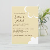 Invitation Mariage Fleurs Rétro Jaune et Blanc (Debout devant)