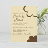 Invitation Mariage Fleurs Rétro Jaune et Marron (Debout devant)