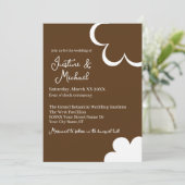 Invitation Mariage Fleurs Rétro Marron et Blanc (Debout devant)