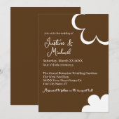 Invitation Mariage Fleurs Rétro Marron et Blanc (Devant / Derrière)