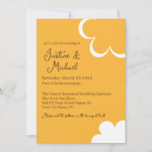 Invitation Mariage Fleurs Rétro Orange et Blanc (Devant)