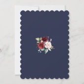Invitation Mariage Fleurs Rose Bourguignon Royal Bleu Or (Dos)