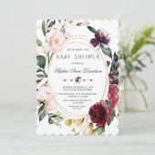 Invitation Mariage Fleurs Rose Bourguignon Royal Bleu Or (Debout devant)