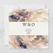 Invitation Mariage Fleurs Rose Navy (Dos)