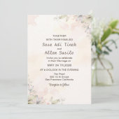 Invitation Mariage Fleurs roses (Debout devant)