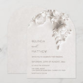 Invitation Mariage Fleurs Roses Blanches 3D (Devant / Derrière)