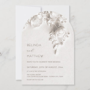 Invitation Mariage Fleurs Roses Blanches 3D