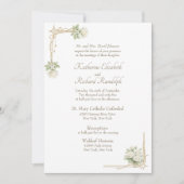 Invitation Mariage Fleurs Roses Blanches Formel Église (Devant)