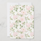 Invitation Mariage Fleurs Roses Blanches Rose Pâle (Dos)
